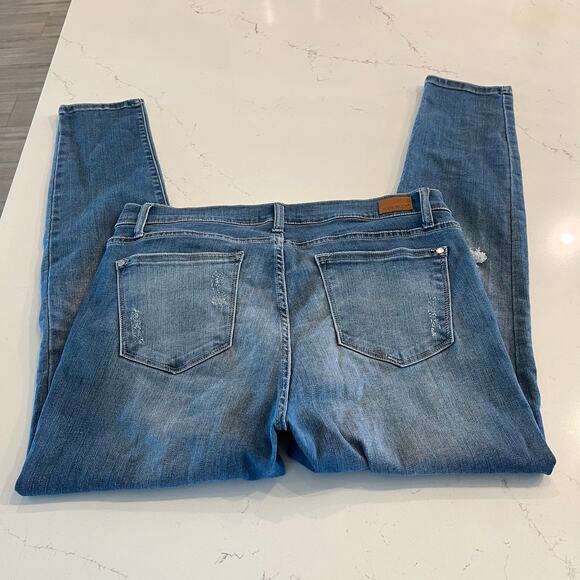 Judy Blue‎ Skinny Jeans Distressed With Multicolored Patches Size 1XL - Picture 3 of 9